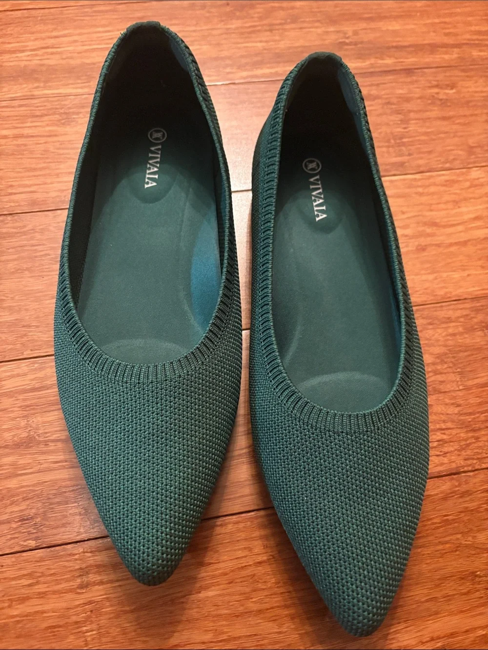 Vivaia Women's Pointed Knit Flats - Forest Green - soE 40.5 (9.5)